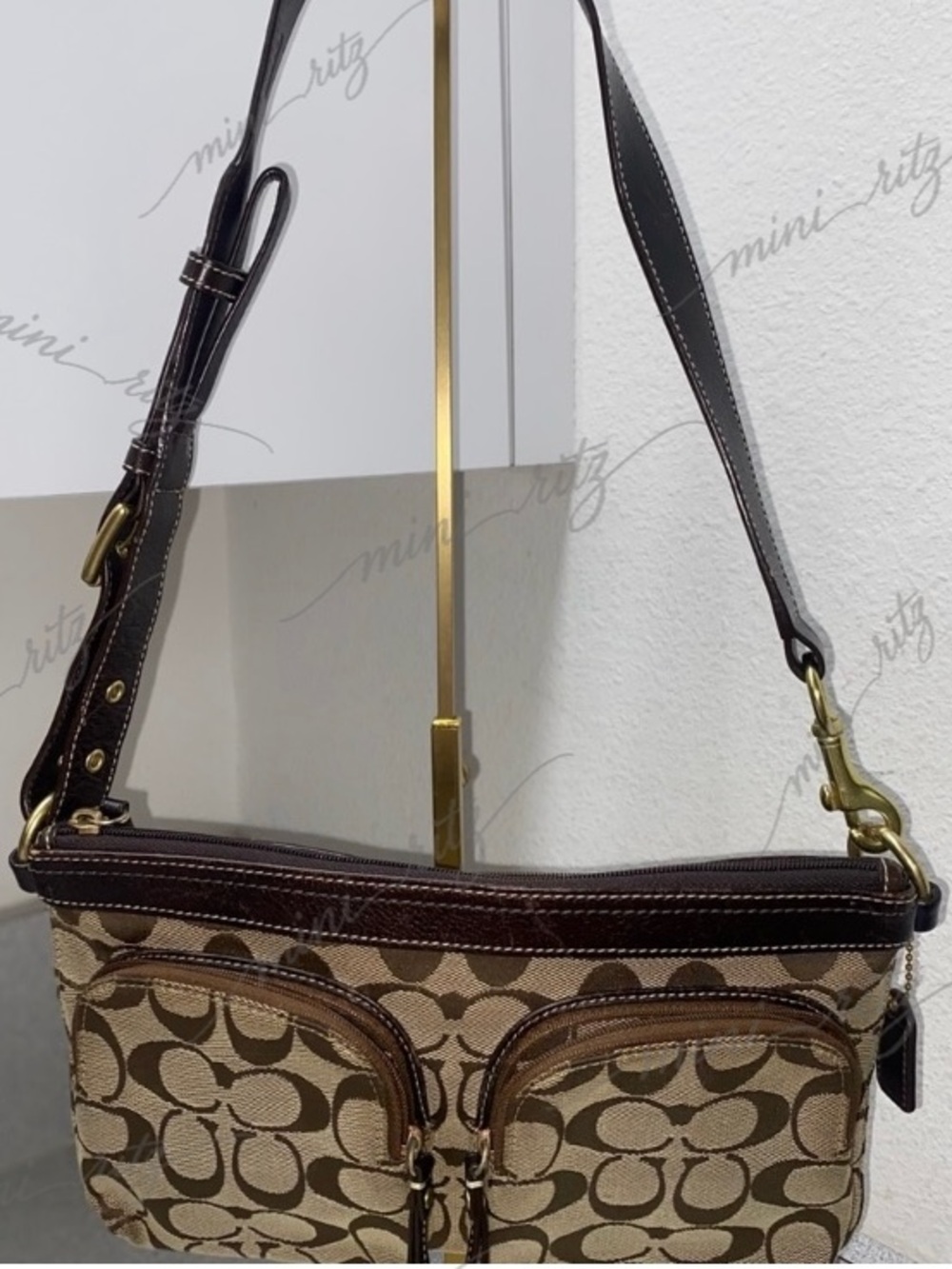 Coach Vintage Signature 2-Way Belt Khaki Bag GUC - Picture 2 of 16